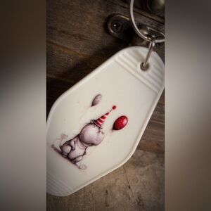 New Handcrafted Charming Happy Bday Hippo motel Keychain with Red Balloon 🎈